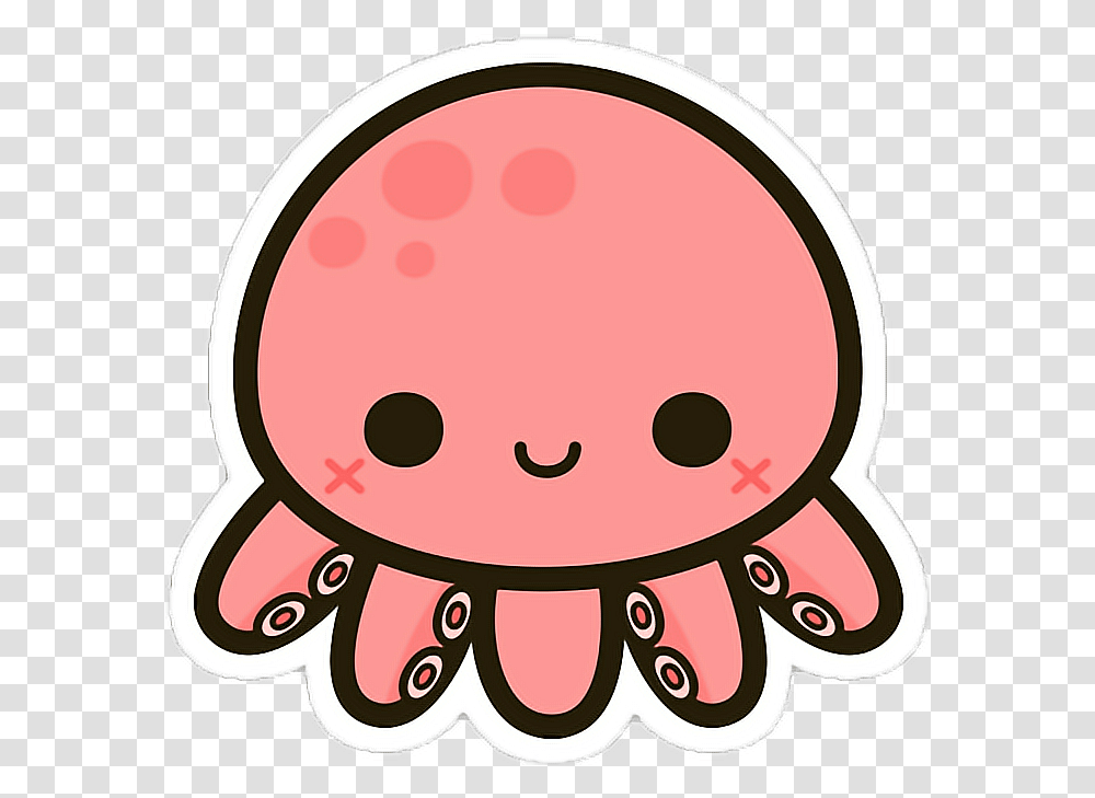 Octopus Cute Tentacles Pink Kawaii Kawaii Octopus Drawing, Label, Text, Food, Animal Transparent Png