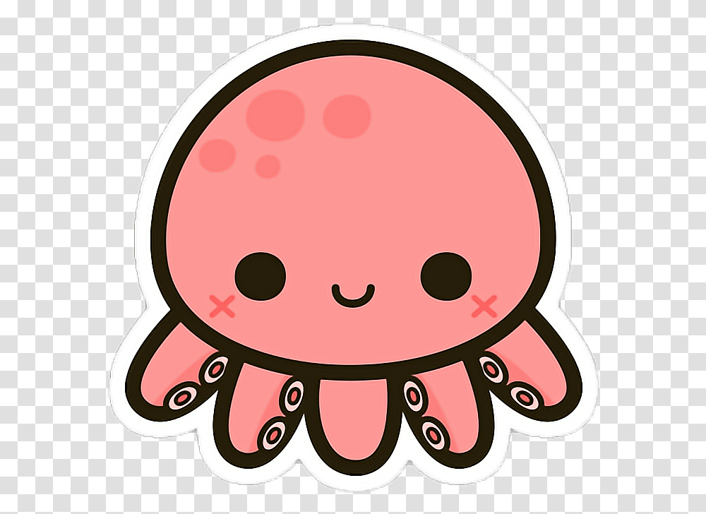 Octopus Cute Tentacles Pink Kawaii Smile Animal Nature, Label, Food, Plant Transparent Png