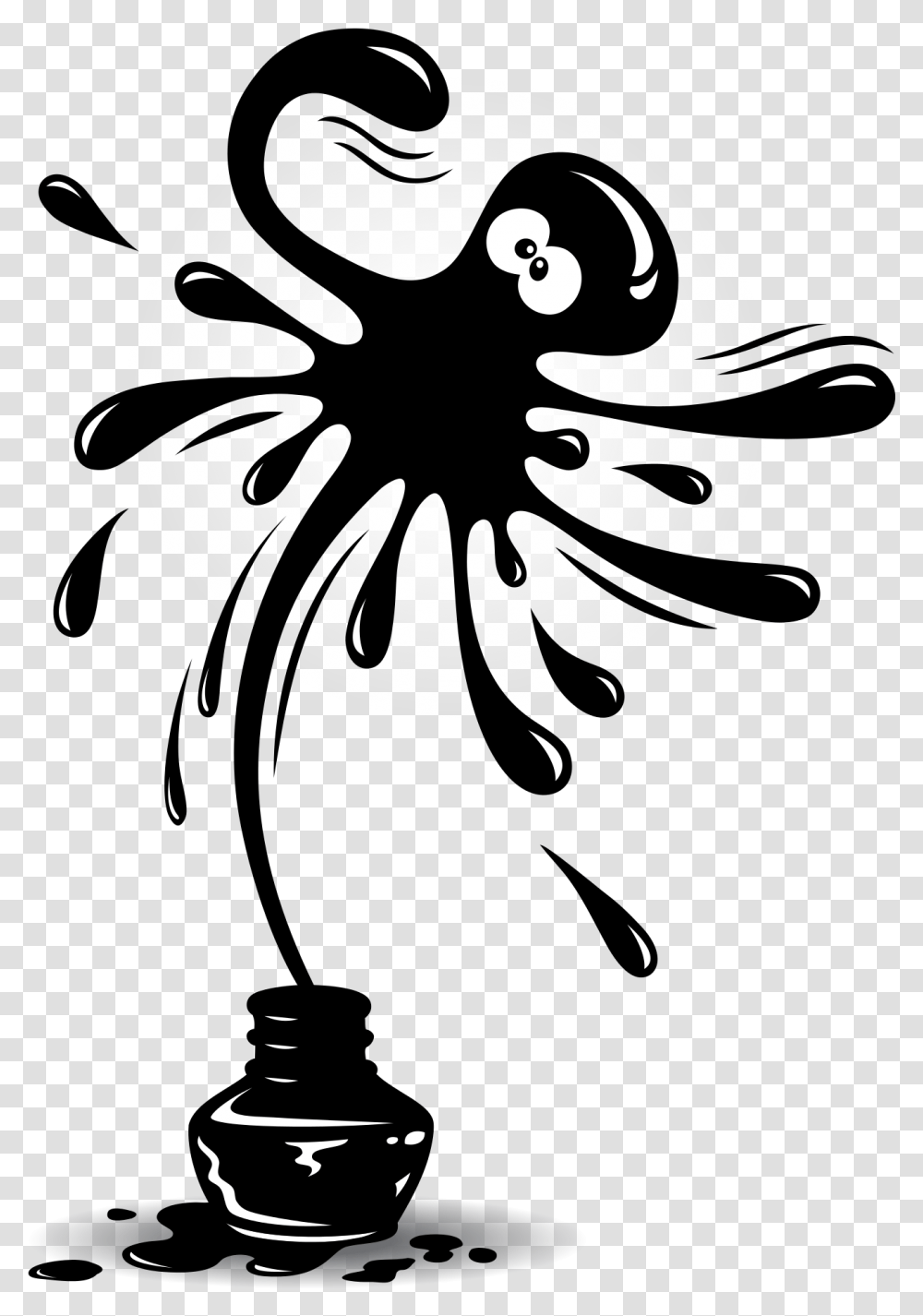 Octopus Ink Clipart, Stencil, Plant, Silhouette Transparent Png