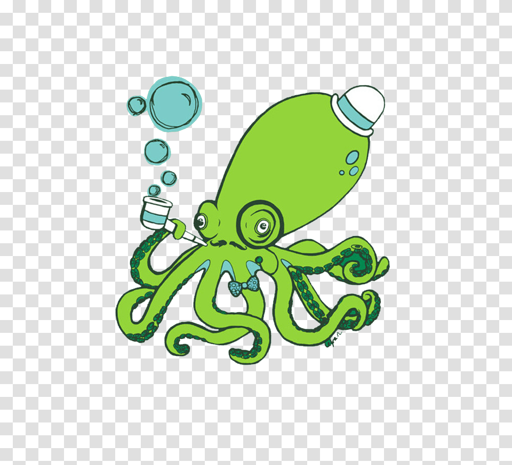 Octopus Kraken Green Comic Fantasyart Surrealart For M, Sea Life, Animal, Food, Seafood Transparent Png