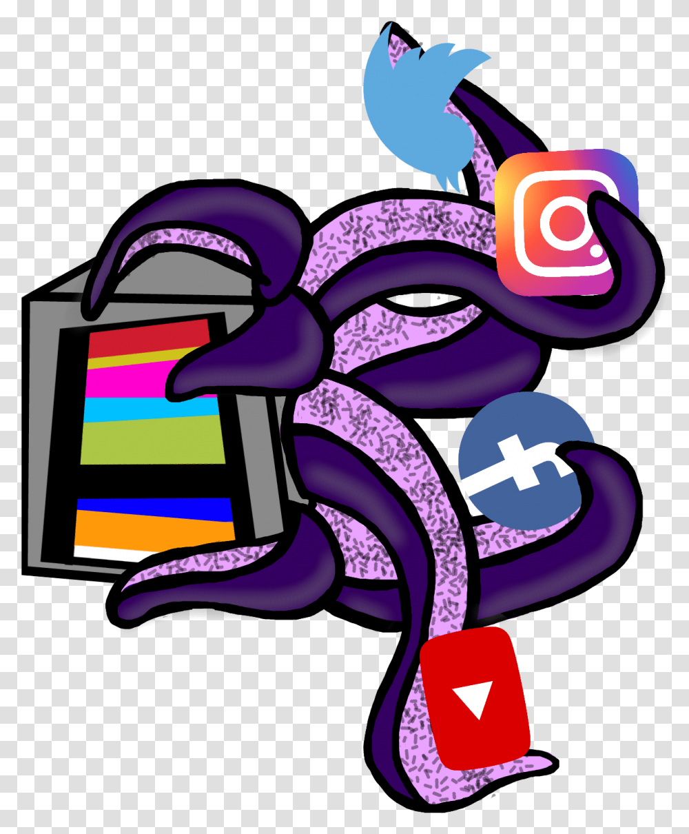 Octopus Logo Redes Socialmedia Mexico Clip Art, Graphics, Purple, Text, Bag Transparent Png
