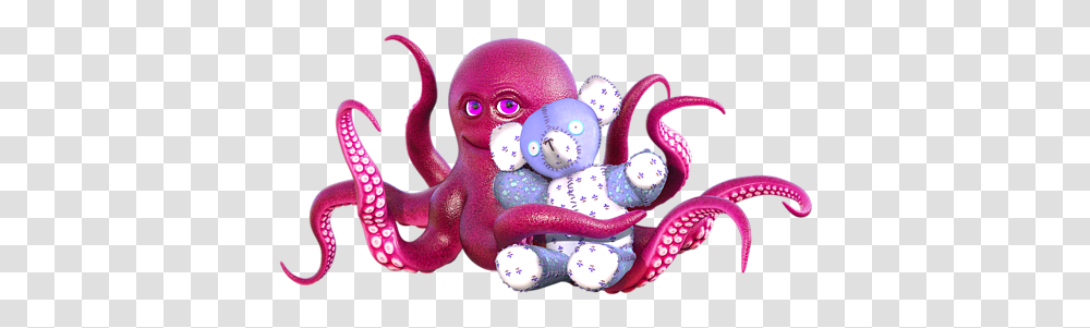 Octopus Pink With Bear Beach Towel Pink With Bear, Plush, Toy, Invertebrate, Sea Life Transparent Png