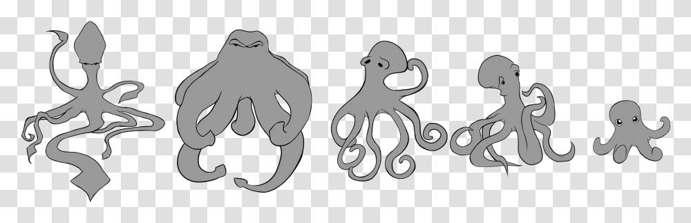 Octopus Silhouette Cartoon, Animal, Bird, Sea Life, Stencil Transparent Png