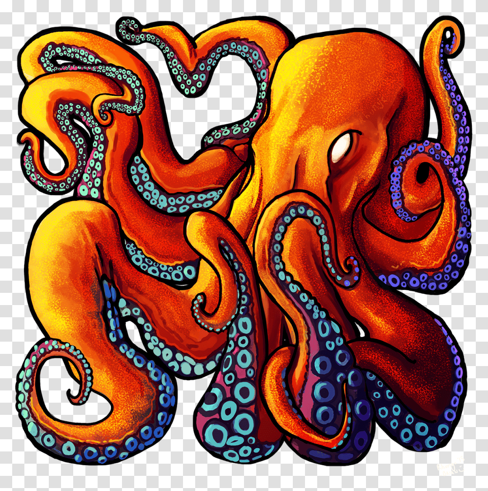 Octopus Sticker, Modern Art, Sea Life, Animal, Invertebrate Transparent Png