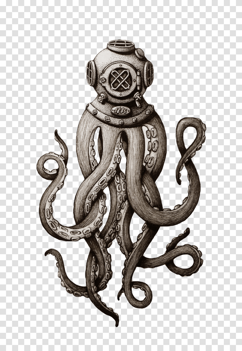 Octopus Tentacle Tentacles Scuba Octopus Tattoo, Sculpture, Art, Statue, Figurine Transparent Png