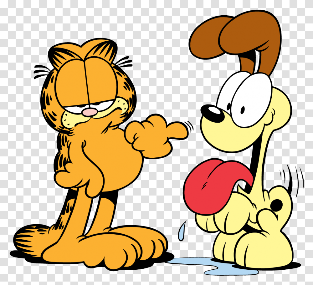 Odie Hugging Garfield Discord Owo Clipart Full Size Cartoon Garfield And Odie, Person, Human, Face, Photography Transparent Png