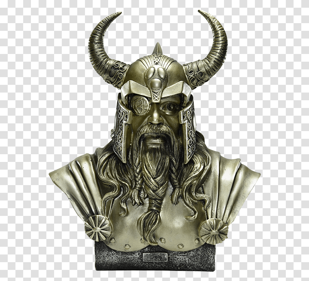 Odin Bust Statue Statue Of Odin, Sculpture, Bronze, Person Transparent Png