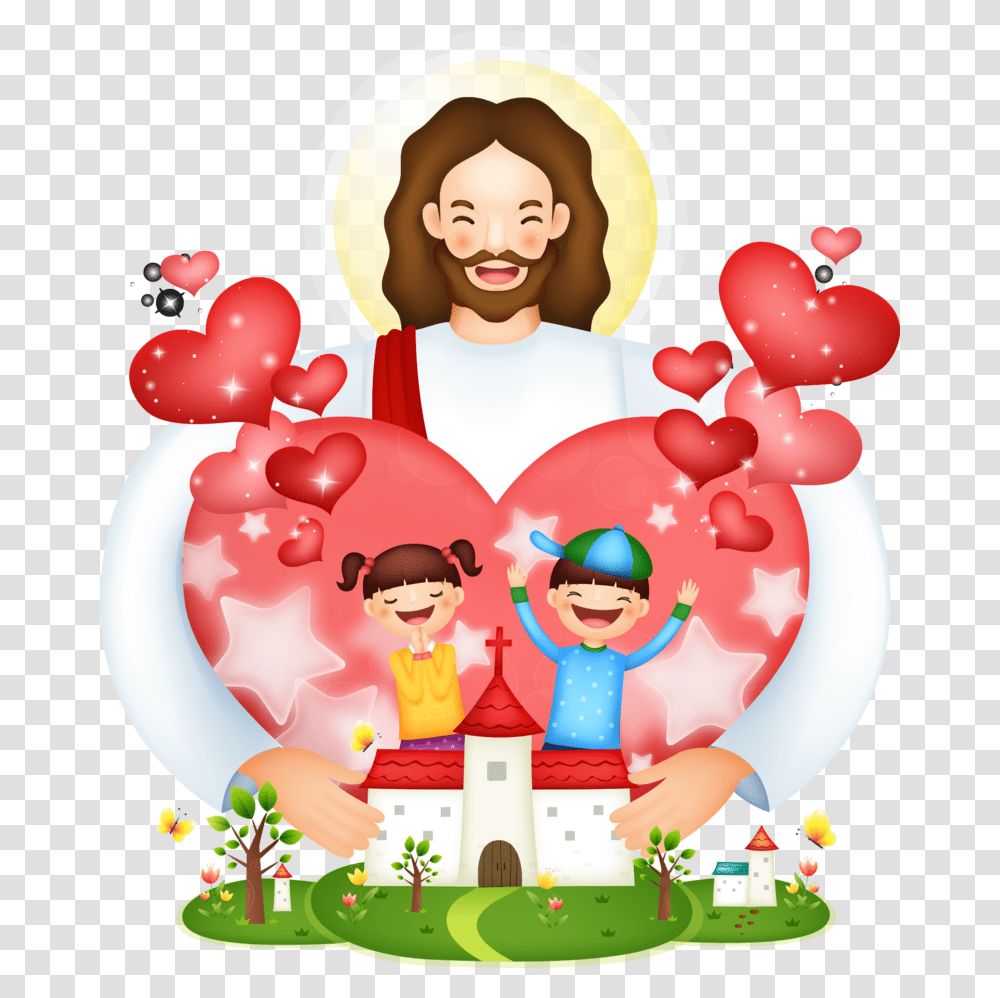 Of Illustration Jesus Protection Child Christianity Love Jesus Clip Art, Birthday Cake, Food Transparent Png