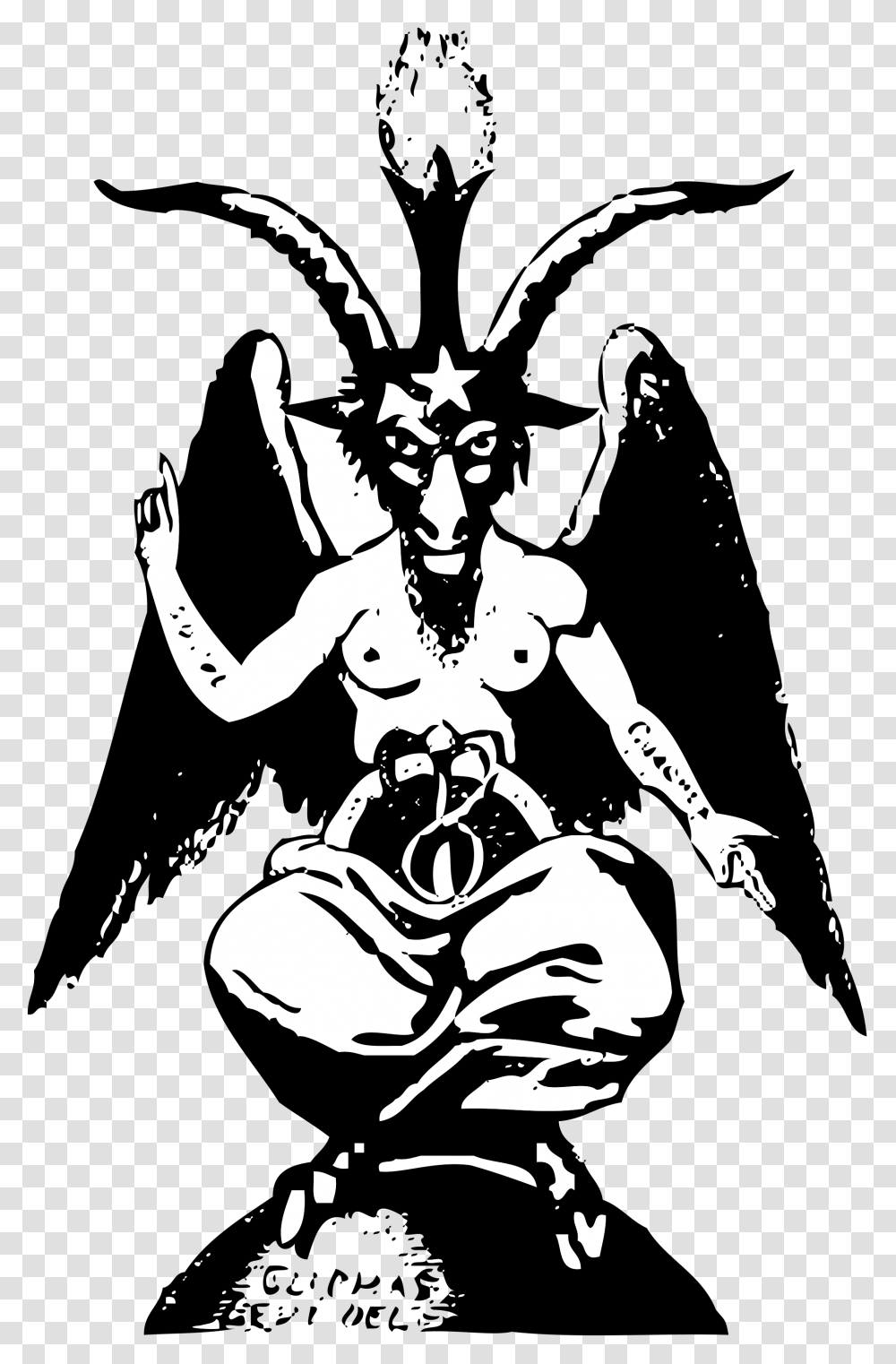 Of Symbol Satanism Theistic Satan Church Baphomet Clipart Baphomet, Stencil, Person, Human, Sculpture Transparent Png