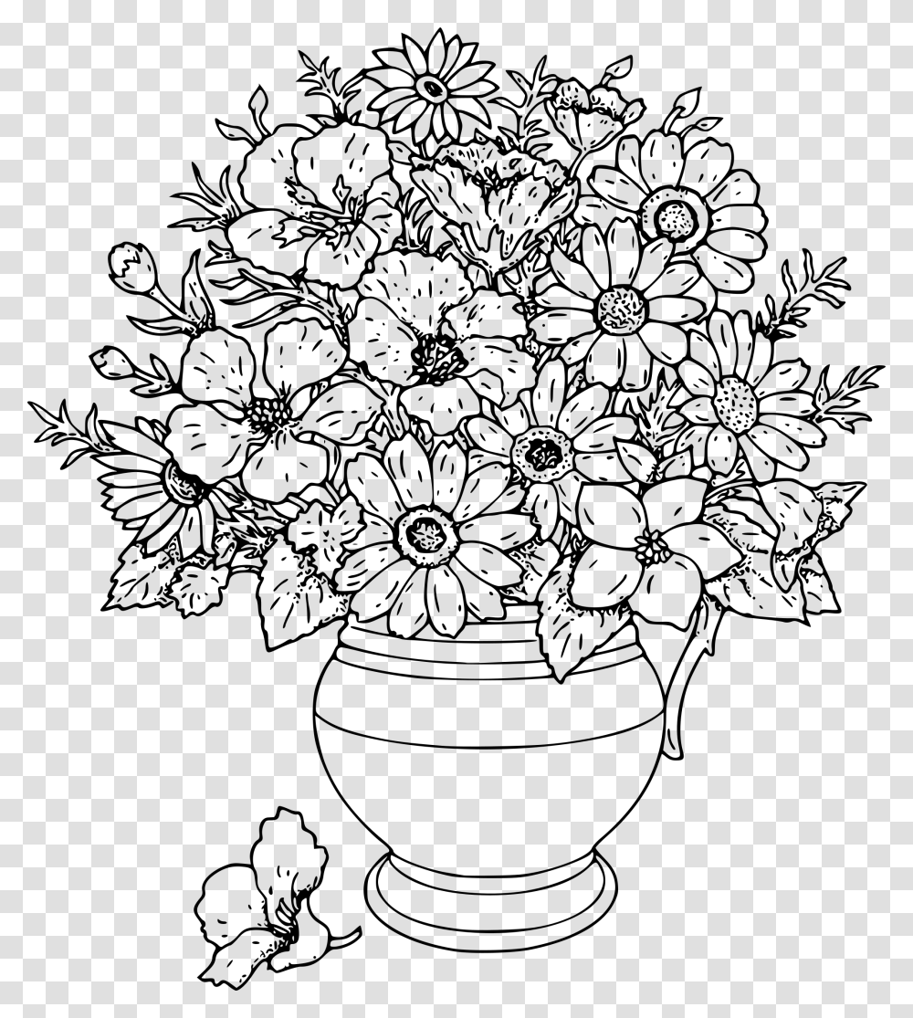 Of Wild Flowers Big Hard Coloring Pages Flowers, Gray, World Of Warcraft Transparent Png