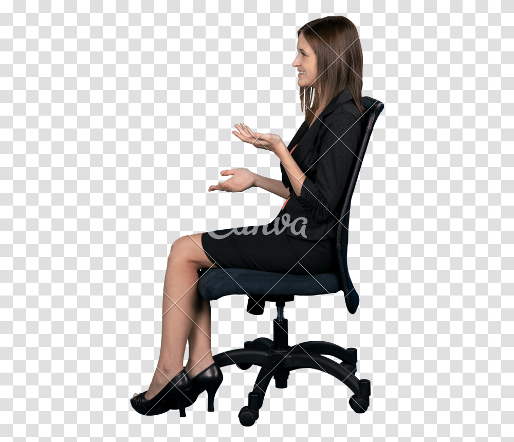 Of Woman Photos By Canva Woman Sitting Side View, Person, High Heel, Shoe, Footwear Transparent Png