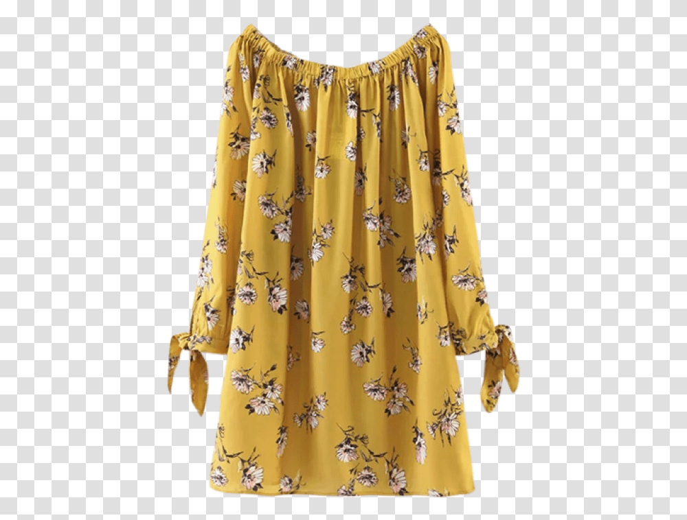 Off 2019 Floral Off Shoulder Shift Dress In Yellow Stylish Top Neck Designs, Apparel, Skirt, Female Transparent Png