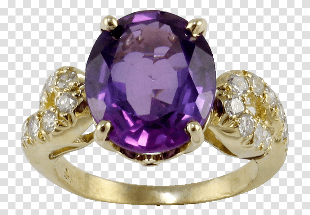 Off Plum And Gold Amethyst & Diamond Ring Solid, Ornament, Gemstone, Jewelry, Accessories Transparent Png