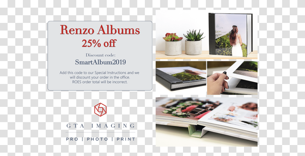Off Renzo Photo Albums With Gta Imaging And Smartalbums Table, Advertisement, Poster, Paper, Person Transparent Png