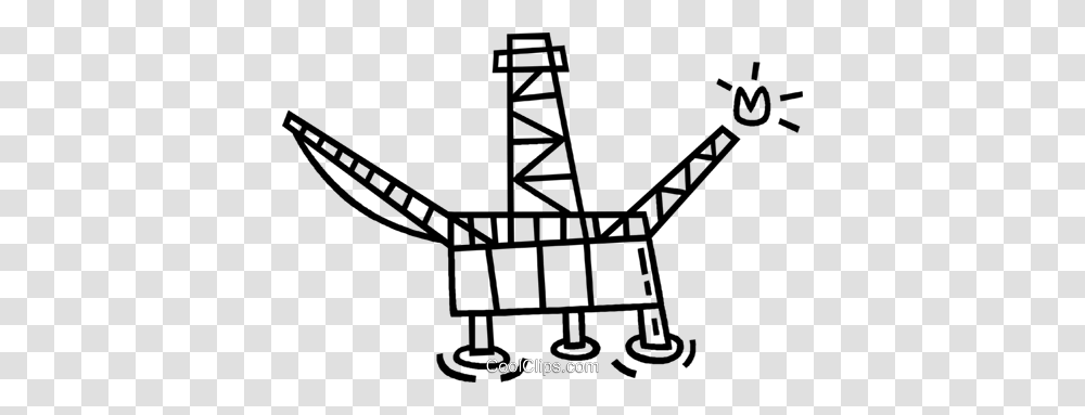 Off Shore Oil Well Royalty Free Vector Clip Art Illustration, Construction Crane, Utility Pole, Transportation, Vehicle Transparent Png