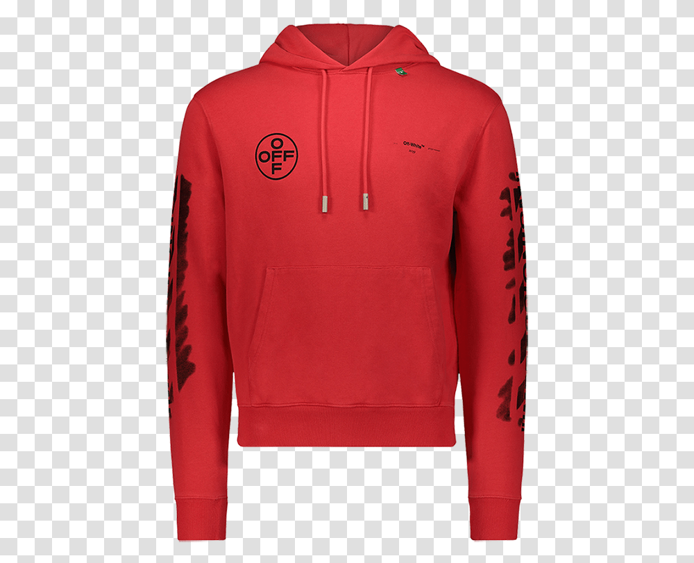 Off White Impressionism Red Logo Hoodie, Clothing, Apparel, Sweatshirt, Sweater Transparent Png