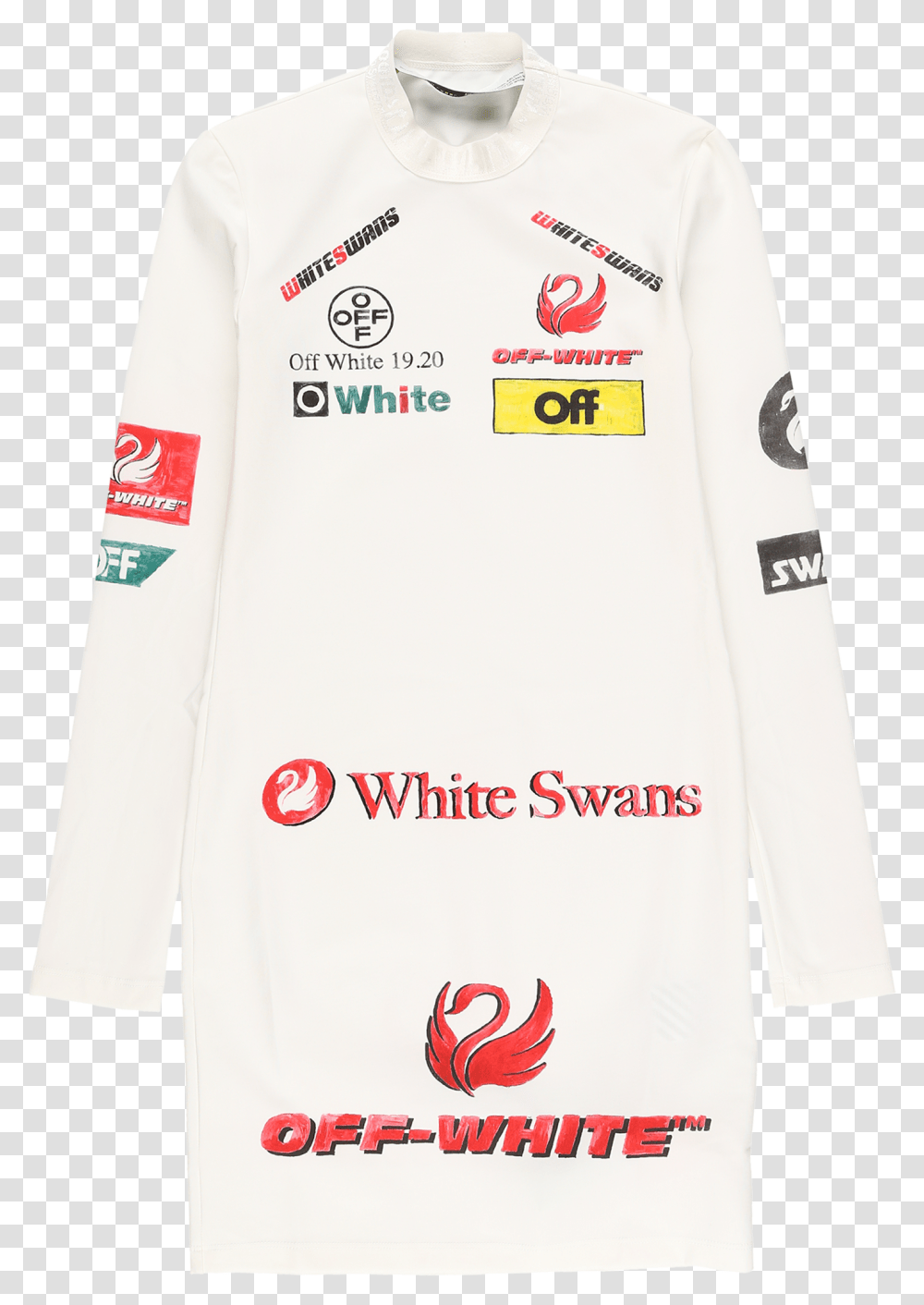 Off White Multi Logo Dress Off White Pre Fall, Sleeve, Apparel, Long Sleeve Transparent Png