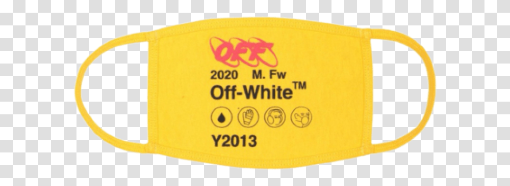 Off White Yellow Logo Face Mask Off White Face Mask, Label, Sticker, Plant Transparent Png