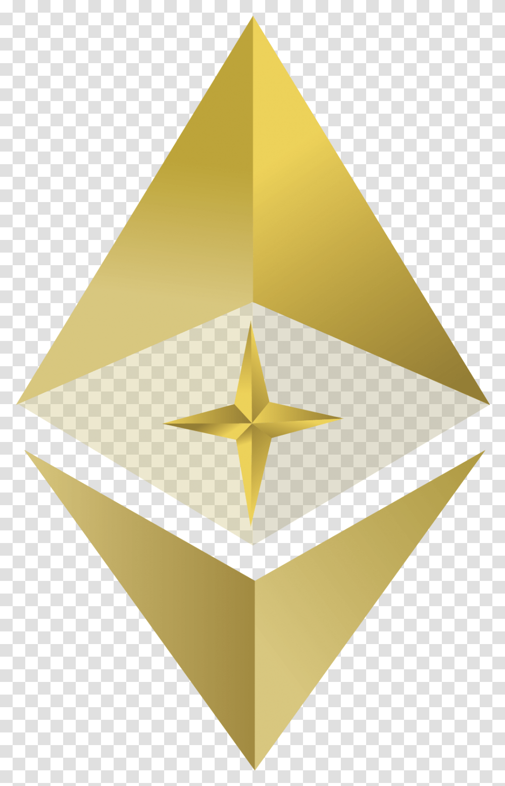 Offering Gold Initial Bitcoin Virtual Currency Ethereum Triangle, Star Symbol, Paper Transparent Png
