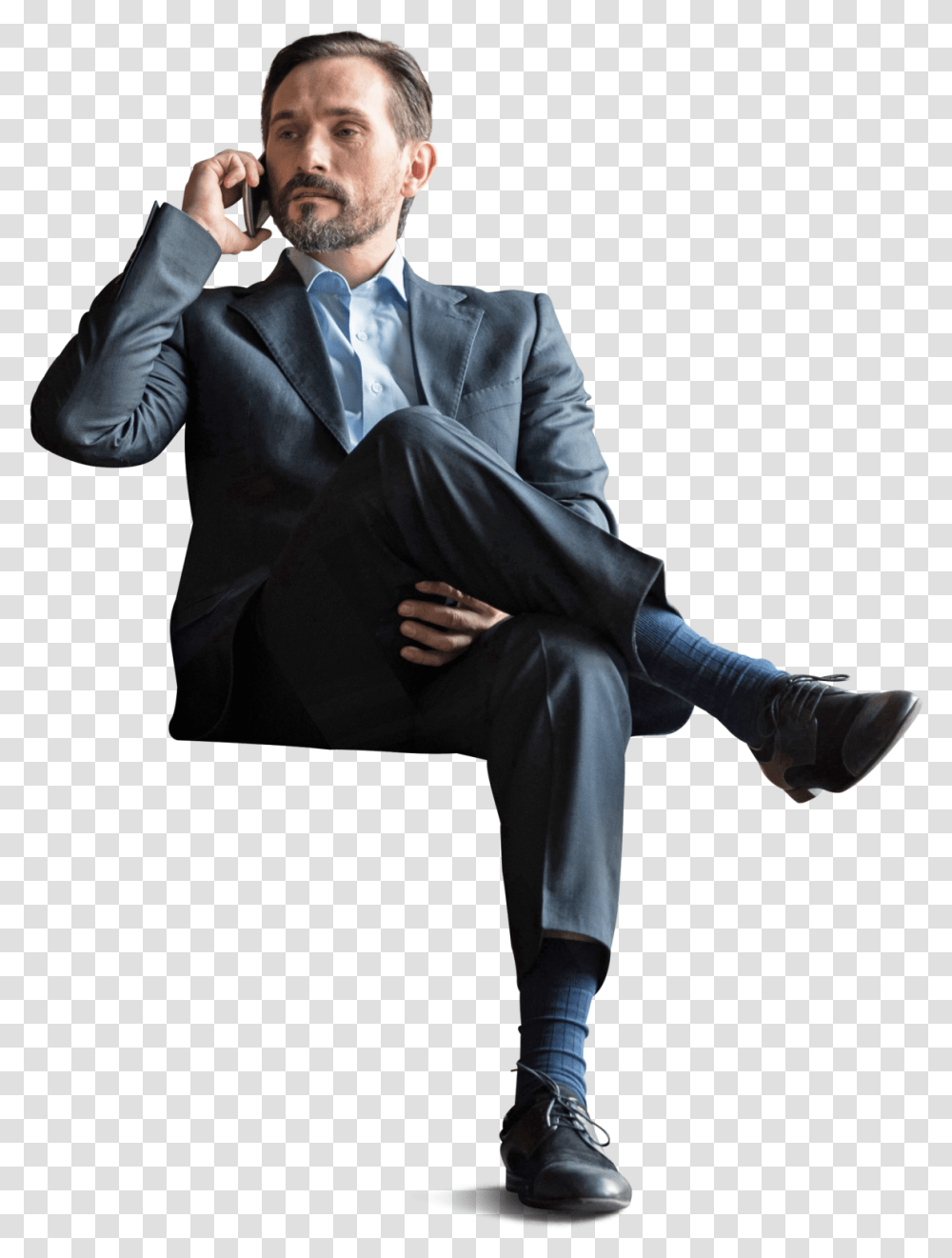 Office Businessman Sitting With Phone Cut Out Architecture People Sitting, Suit, Overcoat, Person Transparent Png