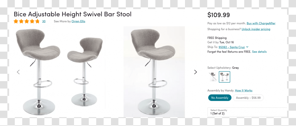Office Chair, Furniture, Bar Stool, Cushion Transparent Png