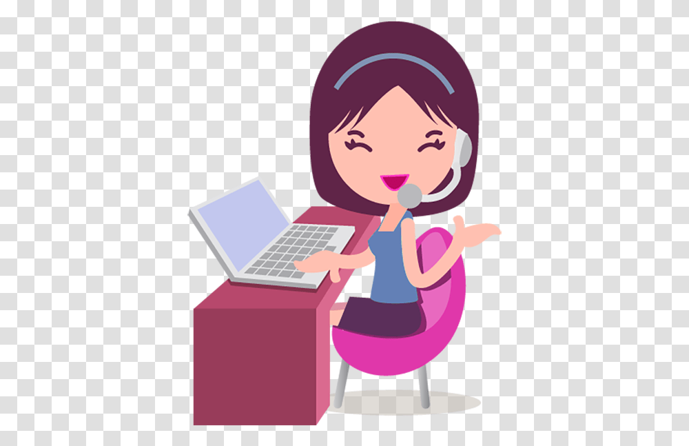 Office Clipart Phone Call Happy Birthday Office Girl, Female, Computer, Electronics, Woman Transparent Png