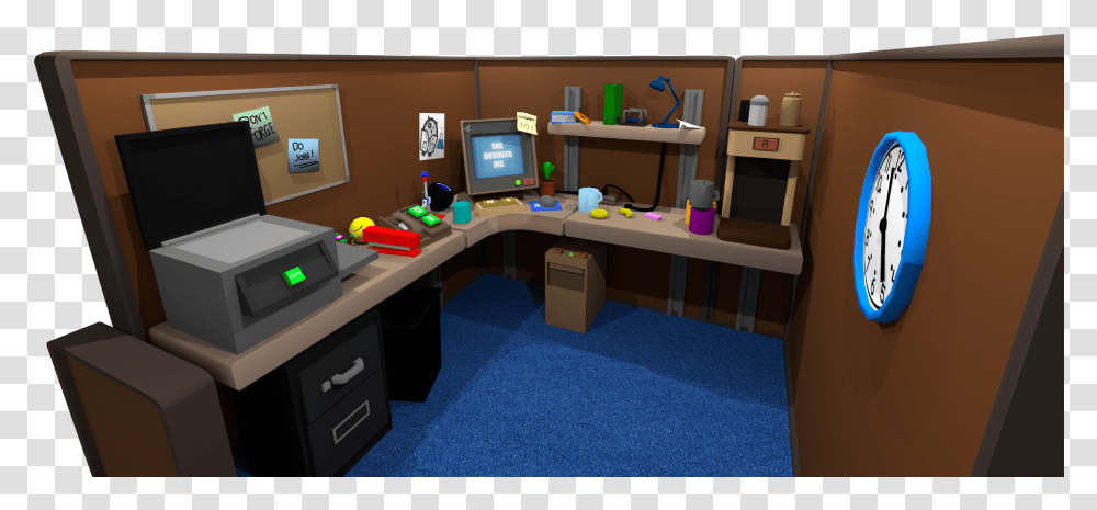 Office From Job Simulator, Furniture, Table, Desk, Computer Transparent Png