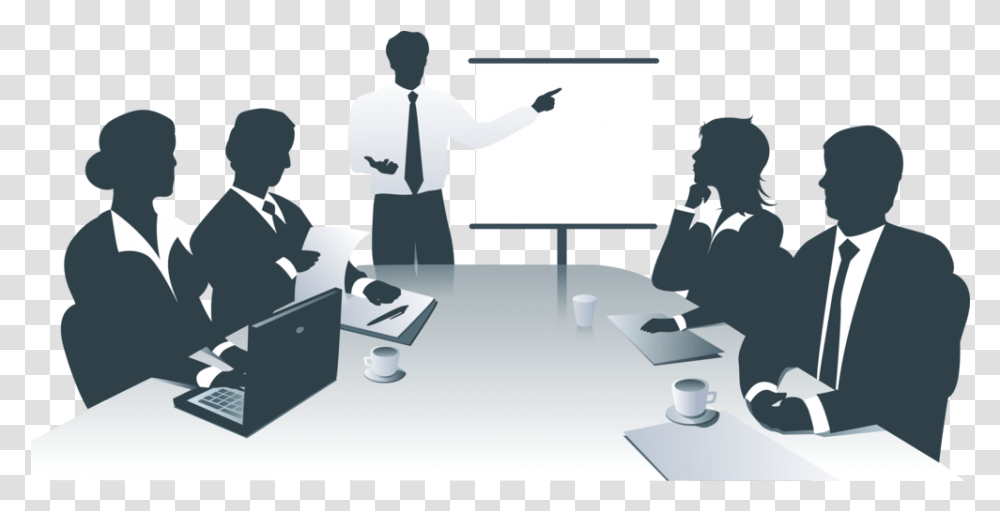 Office Meeting Clip Art Image With Presentation, Audience, Crowd, Person, Speech Transparent Png