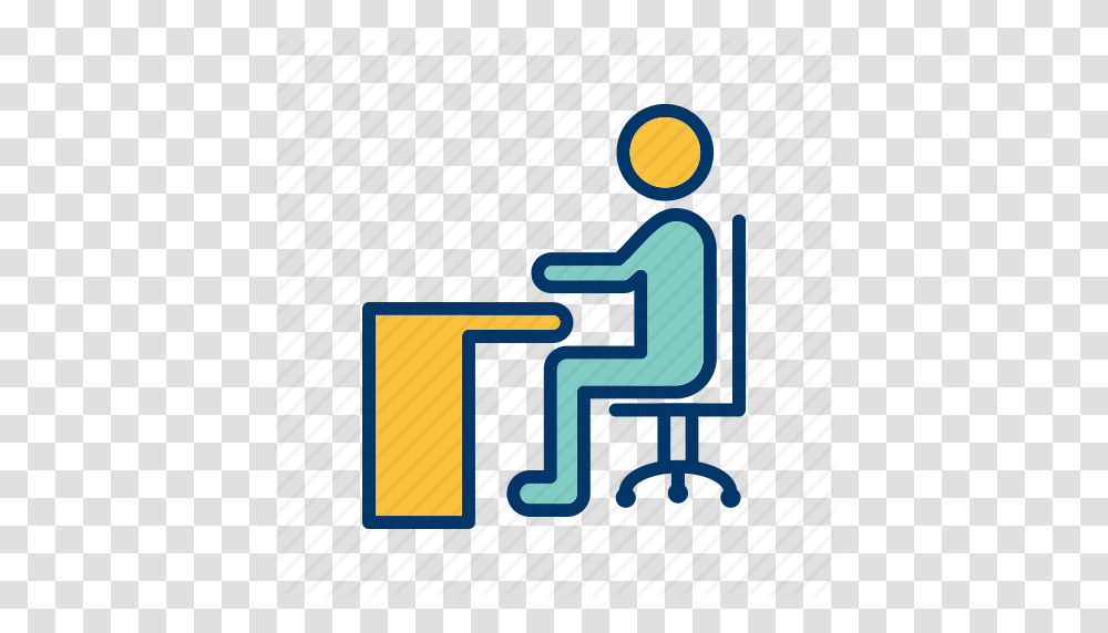 Office Sitting On Desk Student Work Icon, Sign, Light Transparent Png