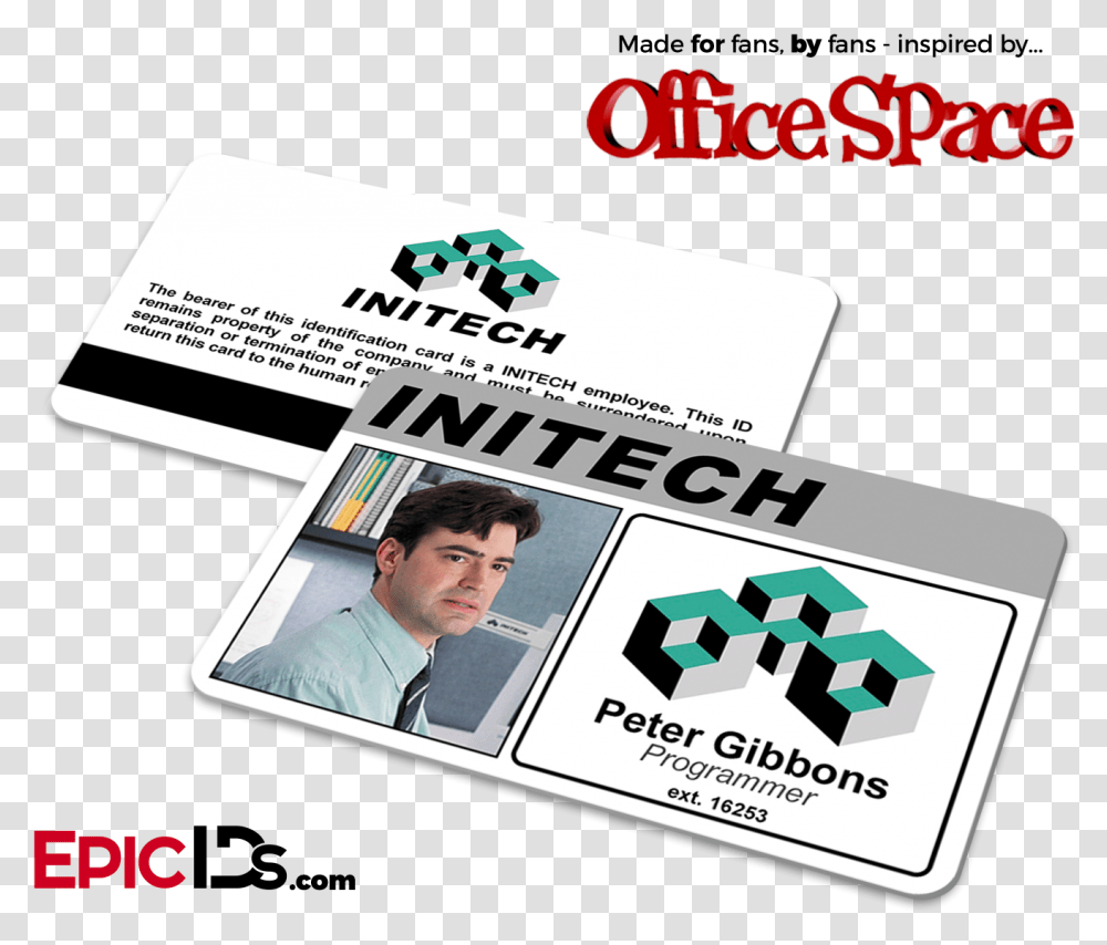 Office Space Inspired Initech Employee Id Name Badge Bill Lumbergh Id Badge, Person, Human, Paper Transparent Png