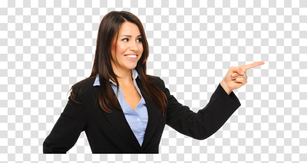 Office Woman Girl Pointing Finger, Sleeve, Long Sleeve, Female Transparent Png