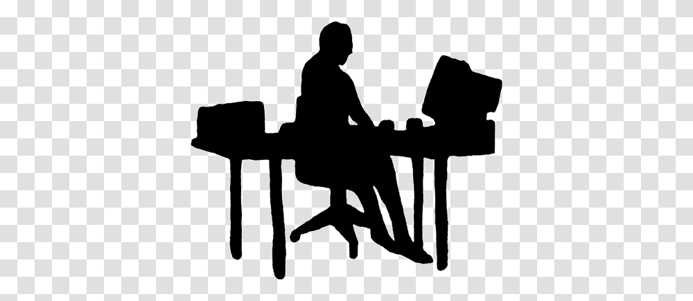 Office Worker Clipart Free, Silhouette, Person, People, Sitting Transparent Png