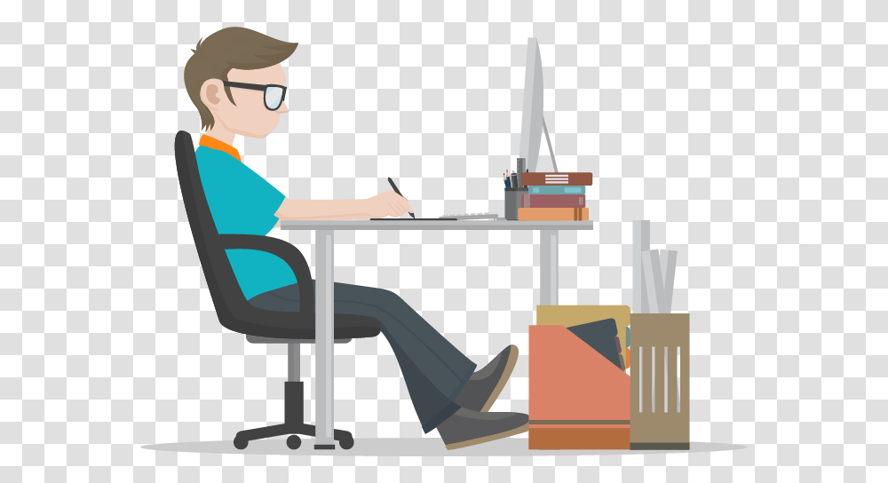 Office Worker Freelance Web Designer, Sitting, Person, Sunglasses, Furniture Transparent Png