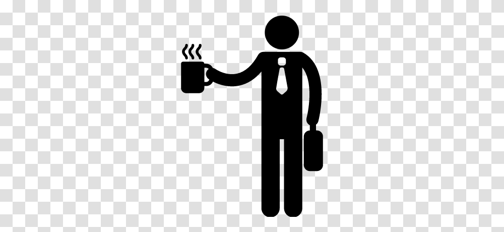 Office Worker Silhouette With Coffee Cup Vector, Gray, World Of Warcraft Transparent Png