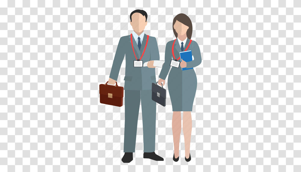 Office Workers Icon Couple In Office Uniform, Briefcase, Bag, Clothing, Person Transparent Png