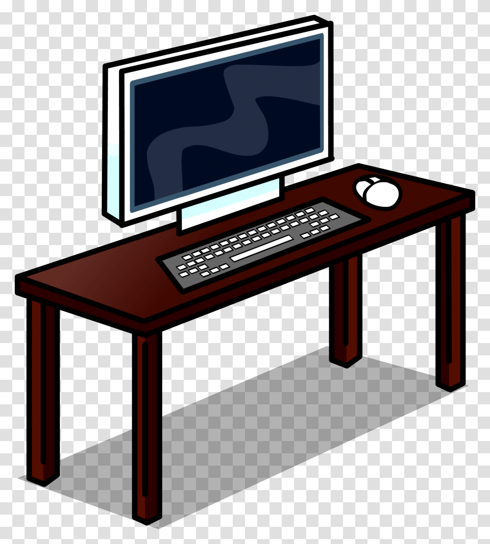 Official Club Penguin Online Wiki Escritorio Gif, Desk, Table, Furniture, Computer Transparent Png