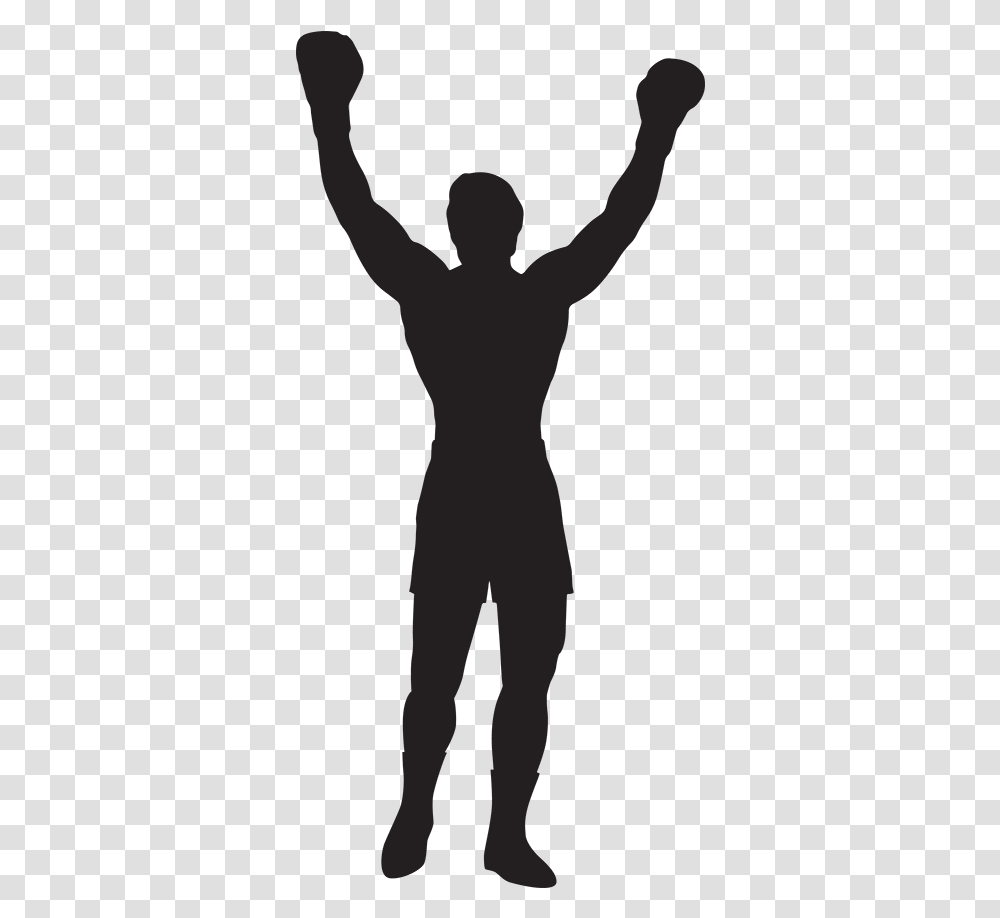 Official Merchandise Of Sylvester Stallone Rocky Balboa Statue Clipart, Silhouette, Person, Human, Stencil Transparent Png