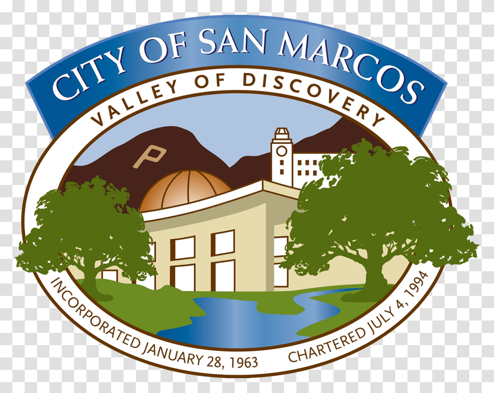 Official Seal Of The City Of San Marcos Ca Notice Of Permit Application Sign San Marcos Ca, Building, Label, Logo Transparent Png