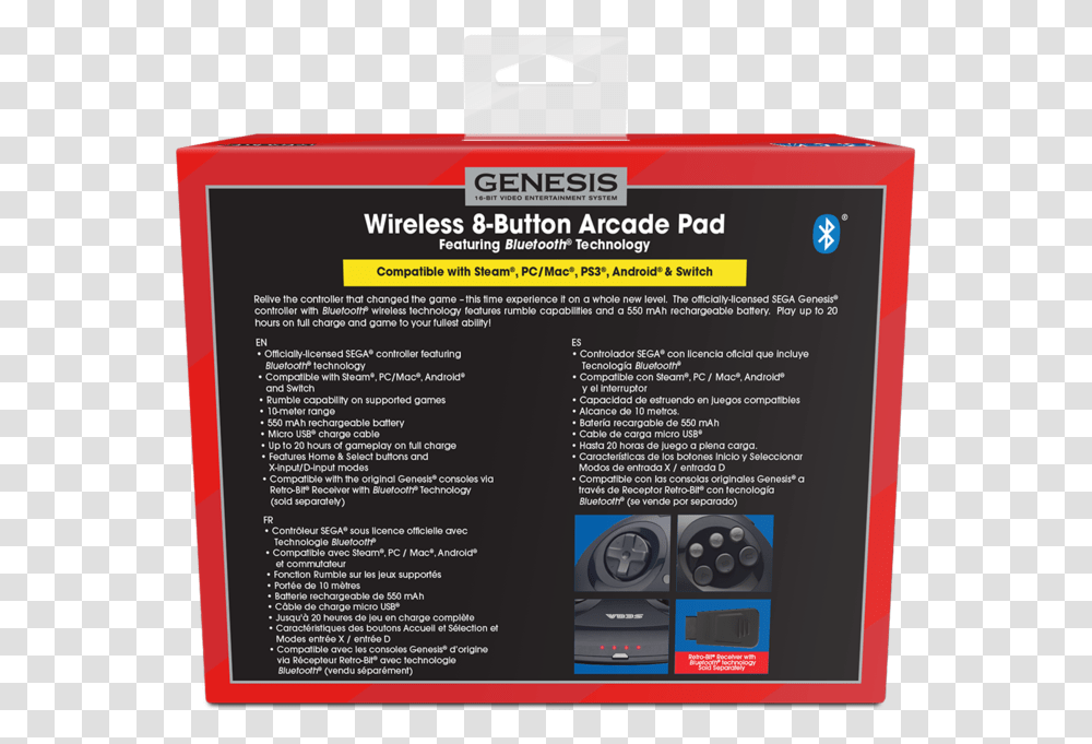 Official Sega Genesis Bluetooth Controller Black Headphones, Menu, Text, Flyer, Poster Transparent Png
