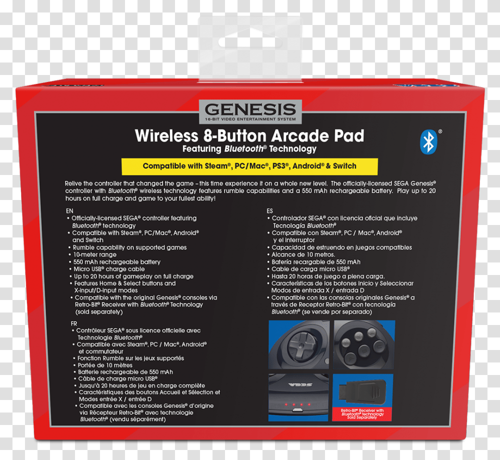 Official Sega Genesis Bluetooth Controller Black - Limited Headphones, Menu, Text, Flyer, Poster Transparent Png