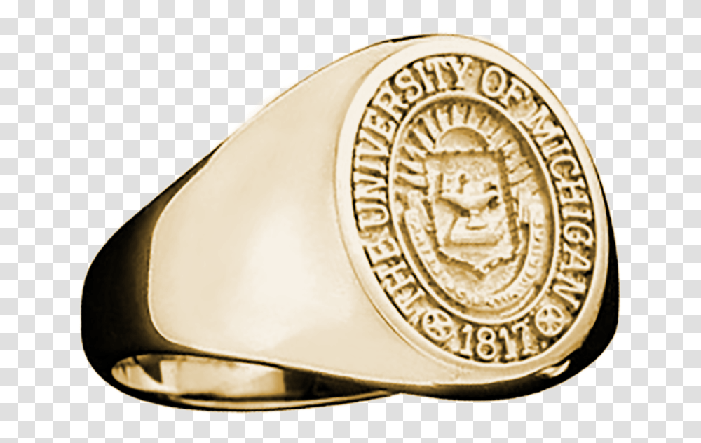 Official University Of Michigan Class Ring, Gold, Coin, Money, Trophy Transparent Png