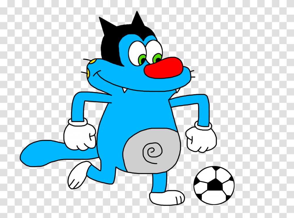 Oggy Going To Kick Soccer Ball, Animal, Drawing Transparent Png