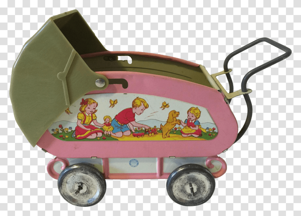 Ohio Art Tin Litho Toy Buggy Kim Push Amp Pull Toy, Lawn Mower, Tool, Person, Human Transparent Png
