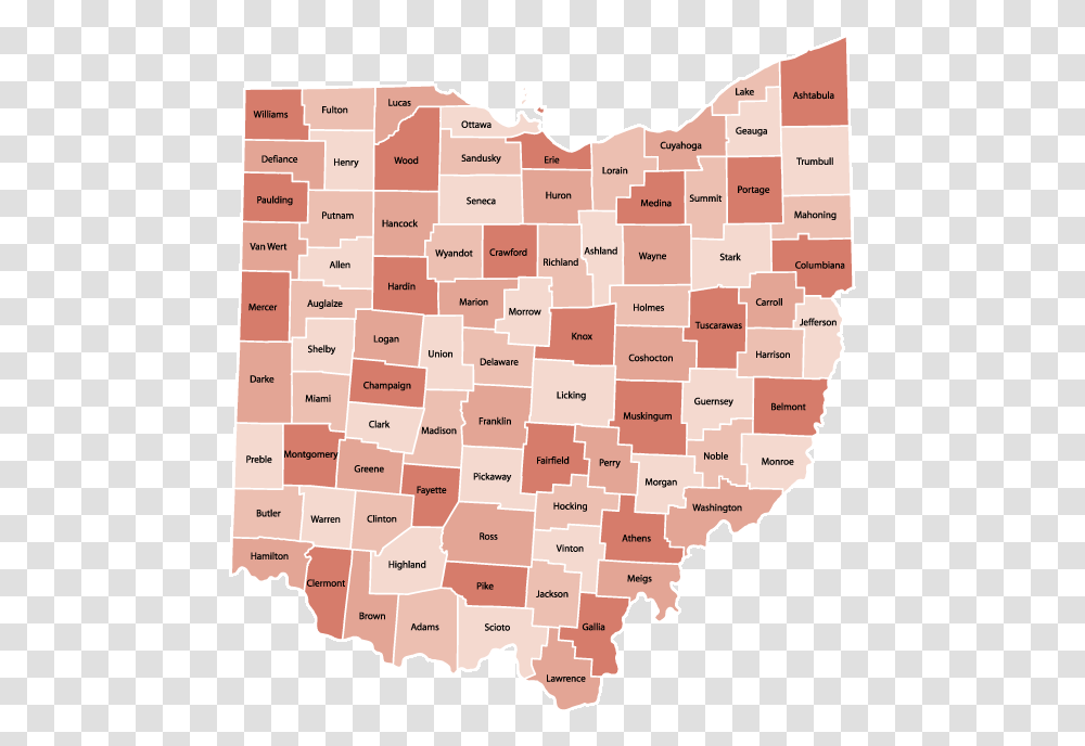 Ohio Prevailing Wage Rates By County For The Building Trades County Map Of Ohio, Menu, Text, Plot, Diagram Transparent Png