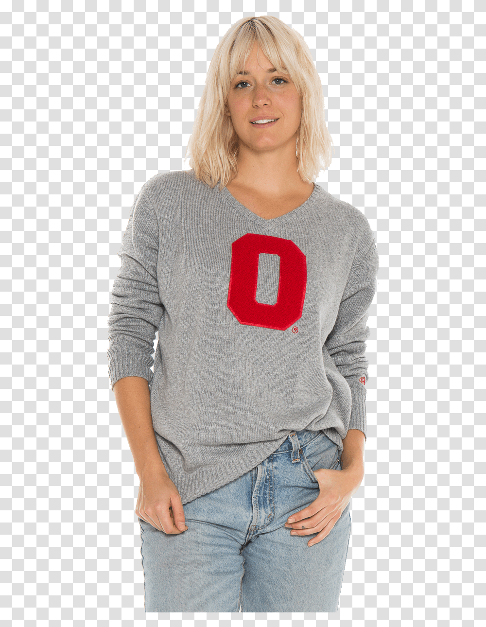 Ohio State Women's Sweater, Apparel, Sweatshirt, Person Transparent Png
