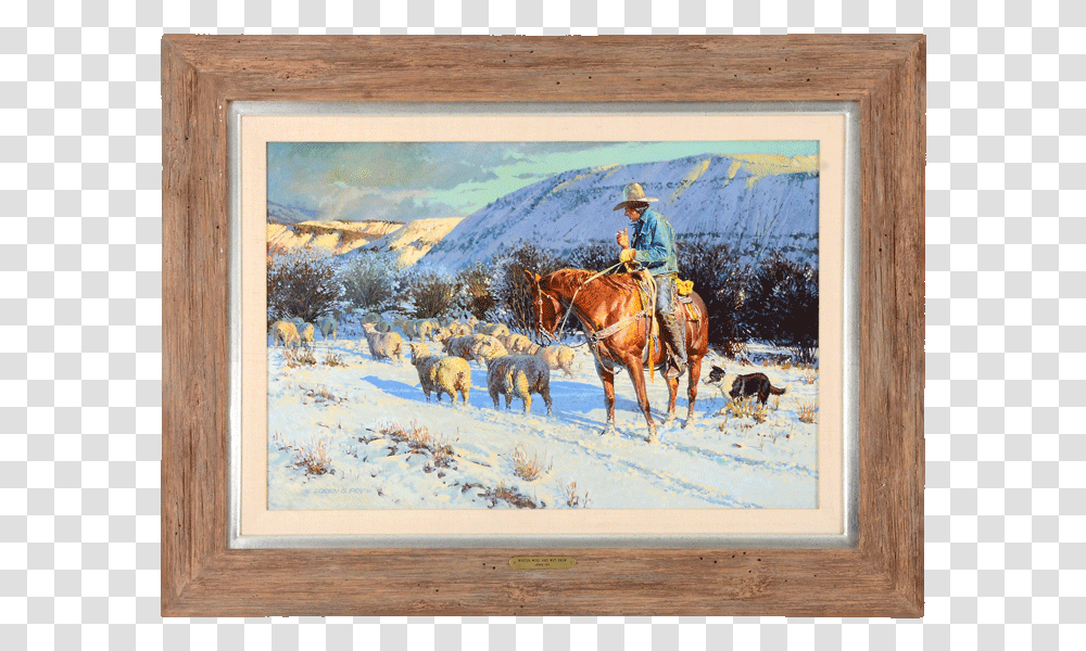 Oil On Board Winter Wool Amp Wet Snow By Loren Fry Picture Frame, Horse, Mammal, Animal, Person Transparent Png
