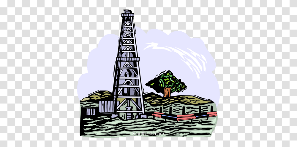 Oil Well Royalty Free Vector Clip Art Illustration, Outdoors, Nature, Building, Land Transparent Png