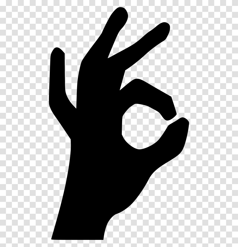 Ok Okay Good Well Done Fingers Ok Finger Icon, Silhouette, Stencil, Hand, Person Transparent Png