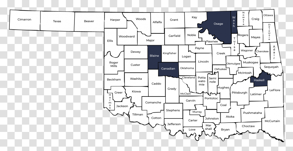 Oklahoma State Map With Counties Texas County Ok, Plan, Plot, Diagram Transparent Png