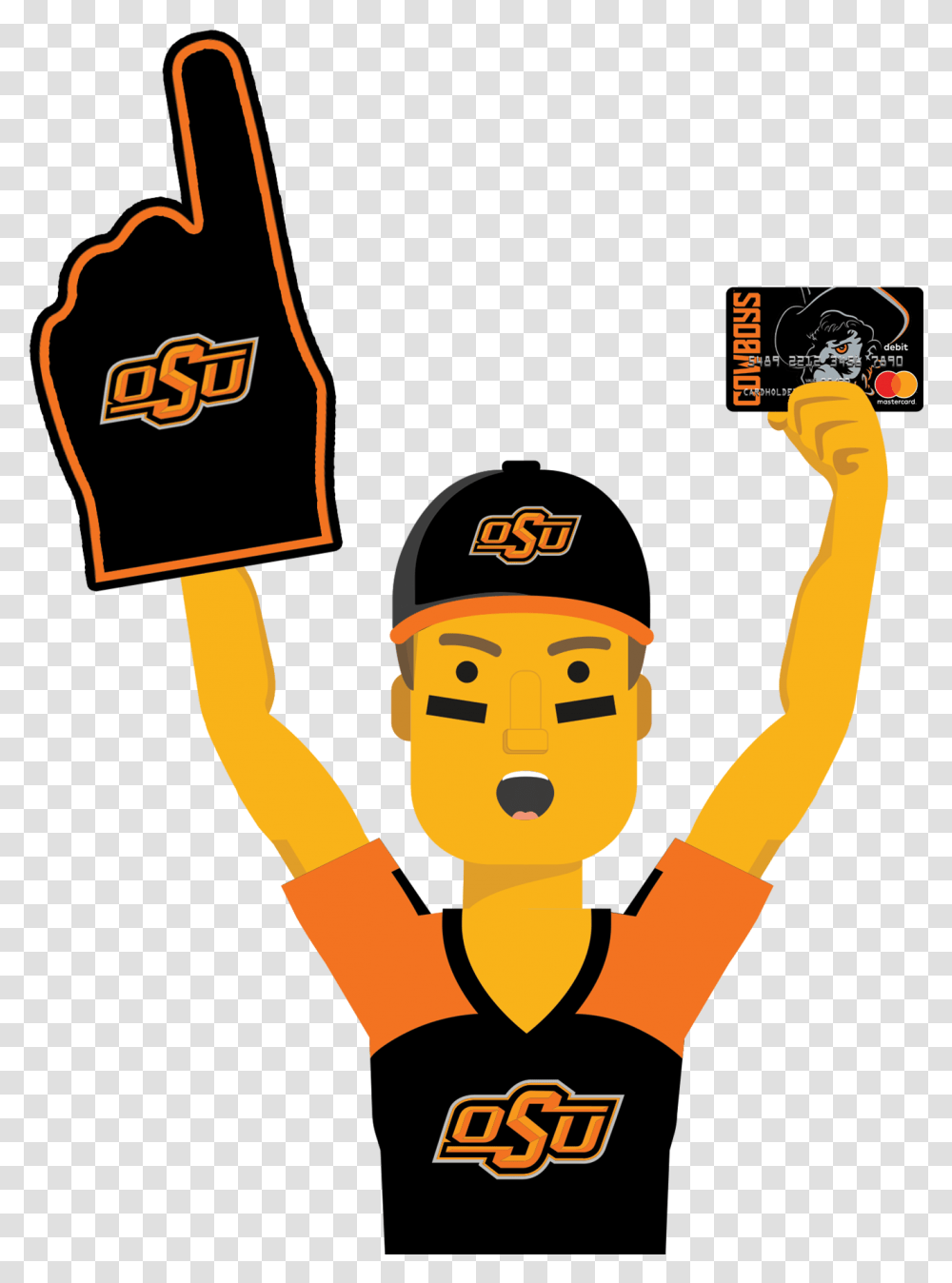 Oklahoma State Ultimate Fan With The Oklahoma State Florida State Seminoles Football, Person, People, Hand, Crowd Transparent Png